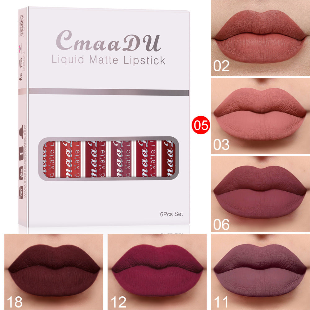 6/ Boxes Of Matte Non-stick Cup Waterproof Lipstick Long Lasting Lip Gloss