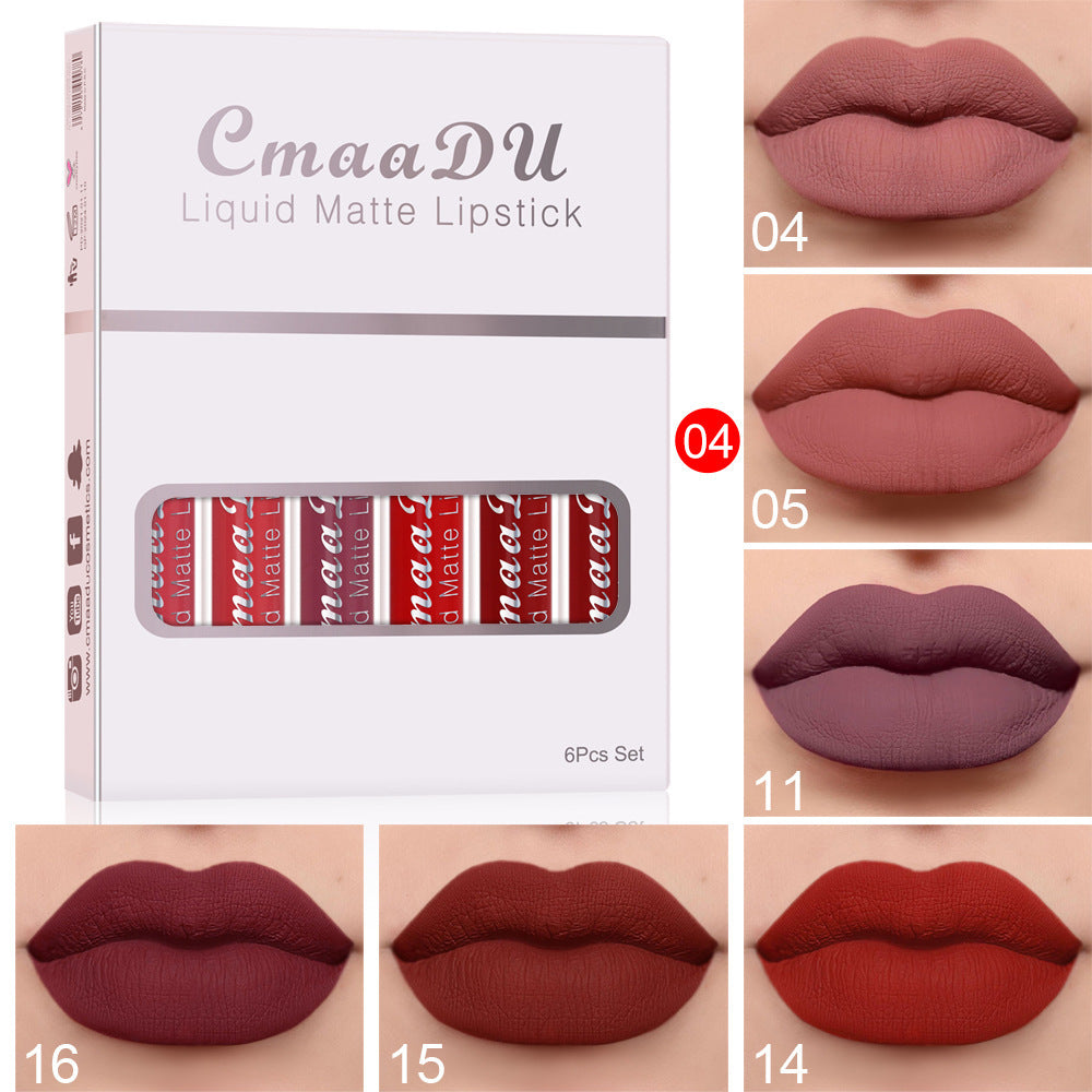 6/ Boxes Of Matte Non-stick Cup Waterproof Lipstick Long Lasting Lip Gloss