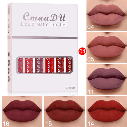 6/ Boxes Of Matte Non-stick Cup Waterproof Lipstick Long Lasting Lip Gloss