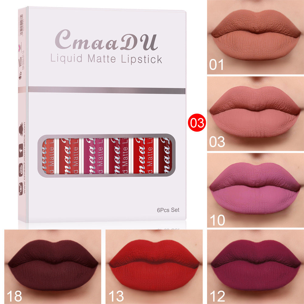 6/ Boxes Of Matte Non-stick Cup Waterproof Lipstick Long Lasting Lip Gloss