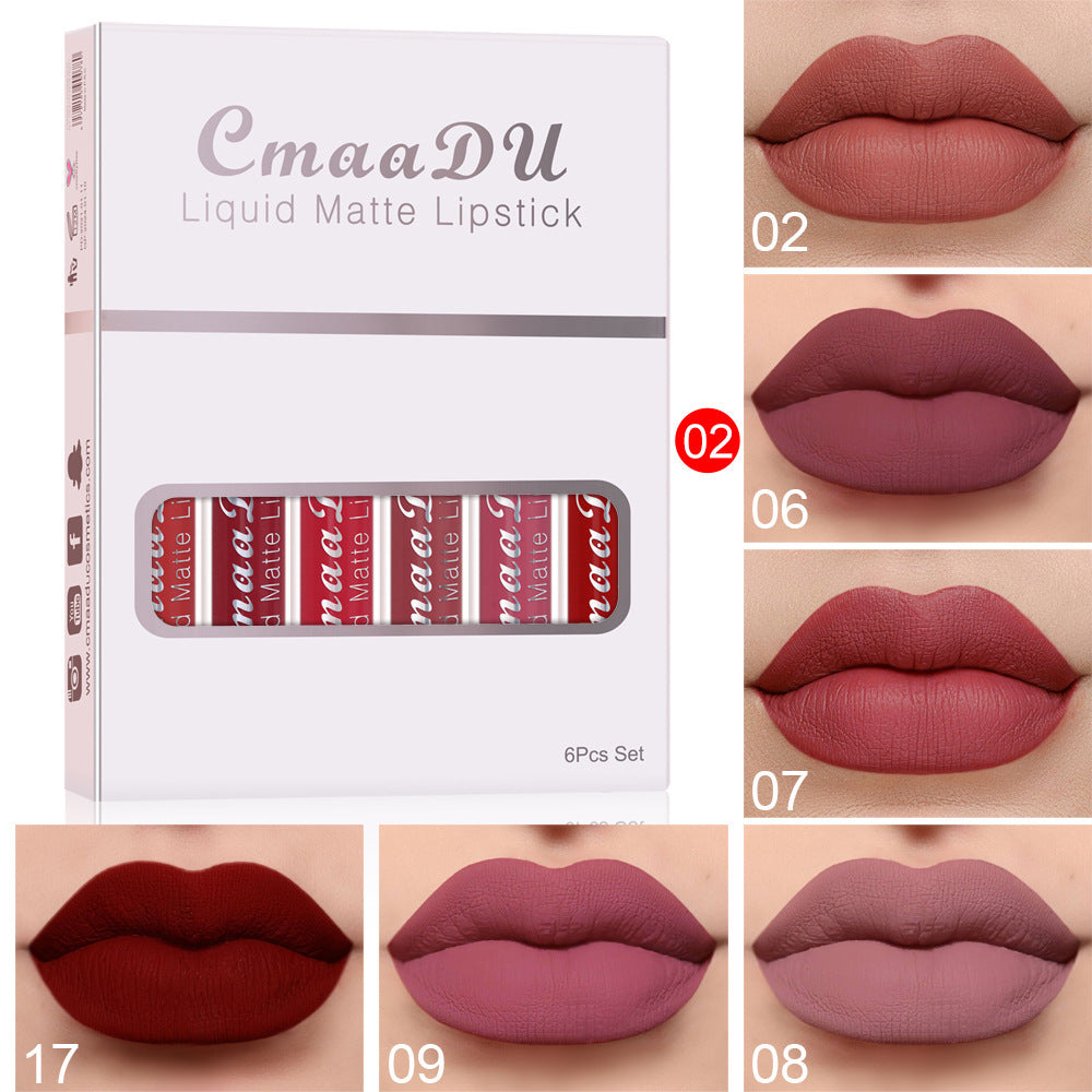 6/ Boxes Of Matte Non-stick Cup Waterproof Lipstick Long Lasting Lip Gloss
