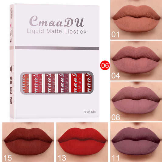 6/ Boxes Of Matte Non-stick Cup Waterproof Lipstick Long Lasting Lip Gloss