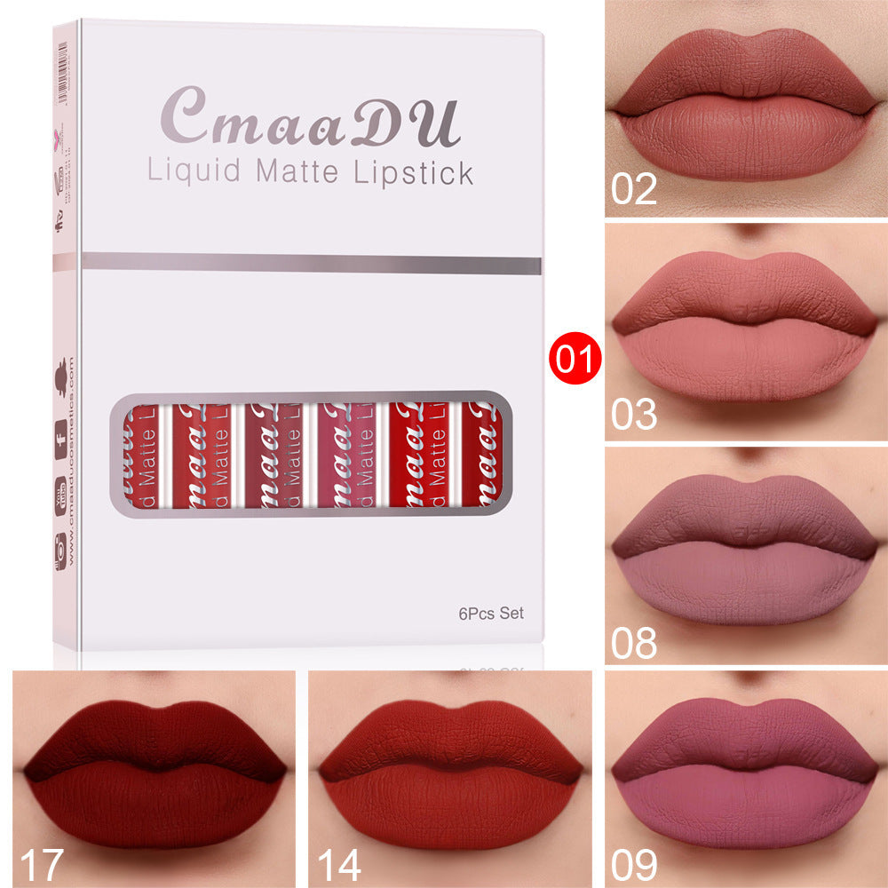 6/ Boxes Of Matte Non-stick Cup Waterproof Lipstick Long Lasting Lip Gloss